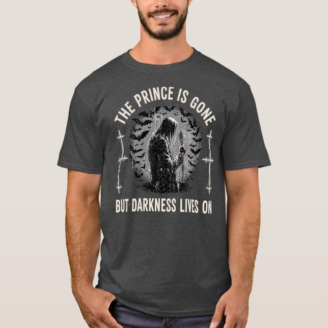 CAMISETA THE PRINCE IS GONE BUT DARKNESS LIVES ON (Anverso)