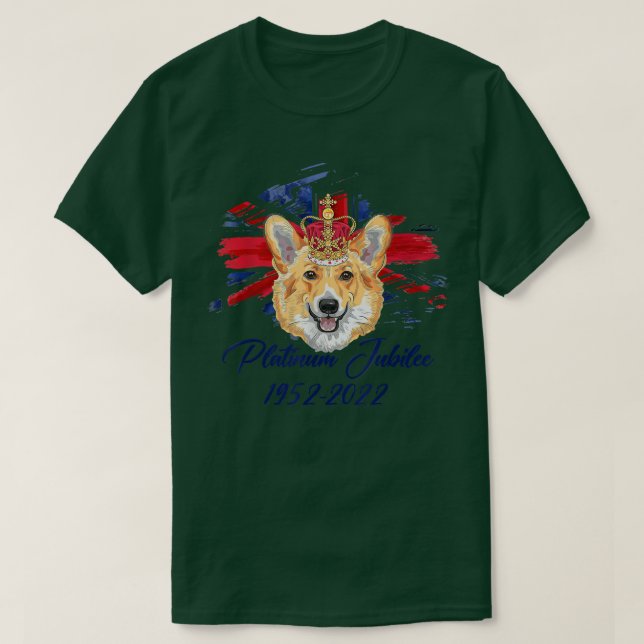 Camiseta The Queen funny royal corgi dog Platinum Jubilee f (Diseño del anverso)