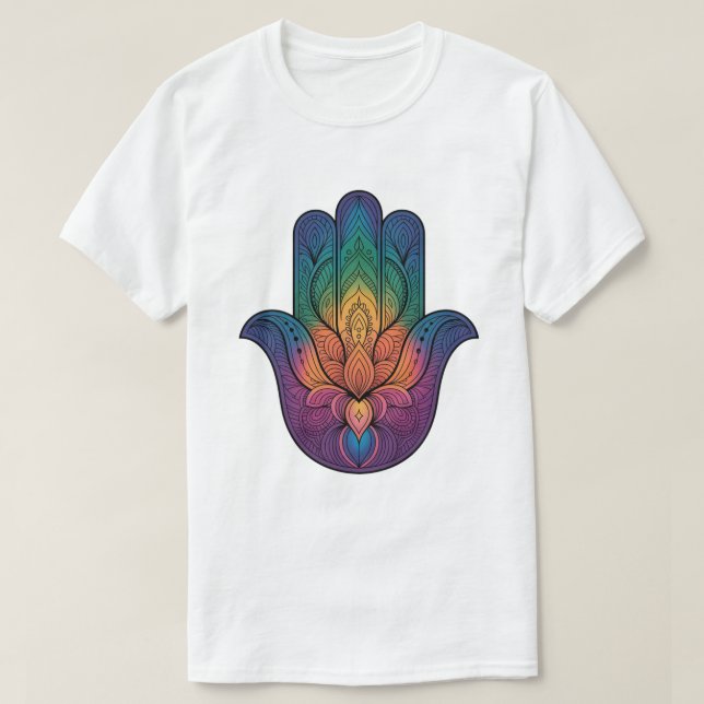 Camiseta the rainbow Hamsa hand (Diseño del anverso)