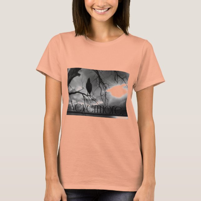 Camiseta The Raven - Nevermore Sunbeams & Tree B&W (Anverso)