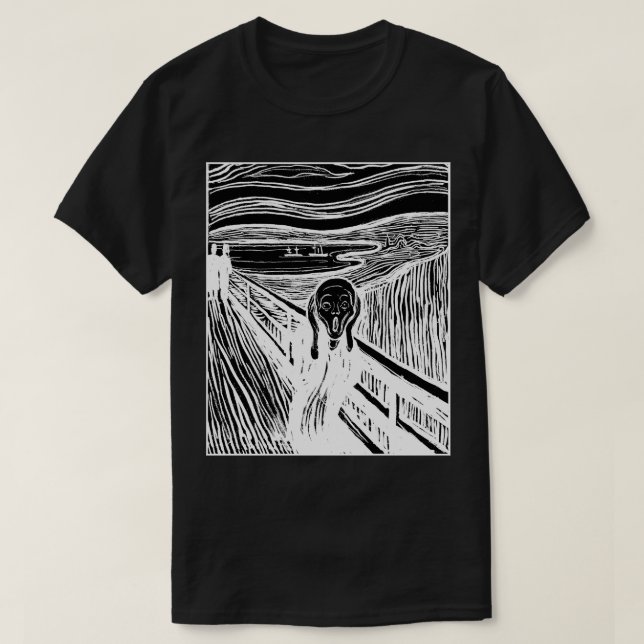 Camiseta The Scream by Edvard Munch – White Line Art (Diseño del anverso)