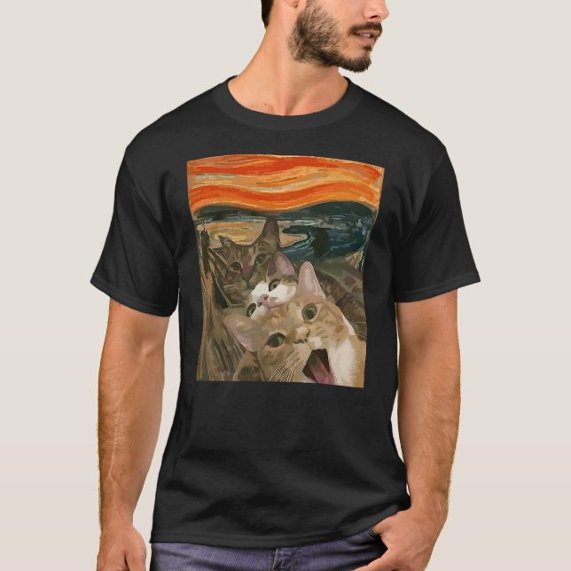 Camiseta The Scream Cat By Edvard Munch Famous Painting Fun (Anverso)