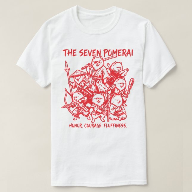 Camiseta The Seven Pomerai - Pomeranian Samurai Parody (Diseño del anverso)