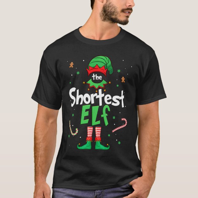 Camiseta The Shortest Elf  Xmas Matching Christmas For Fami (Anverso)