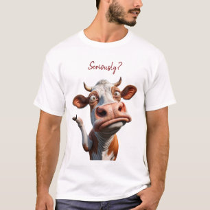 Camiseta The Silly Cow - "¿En serio?" Diseño de comillas di
