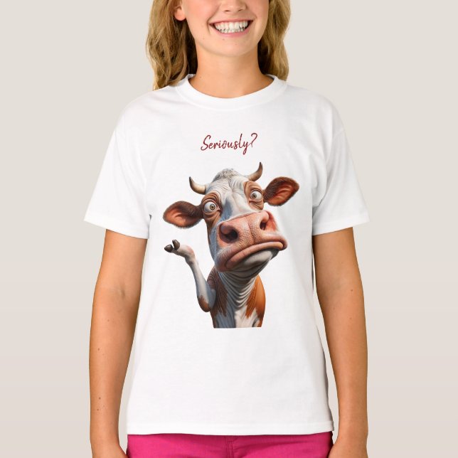 Camiseta The Silly Cow - "¿En serio?" Diseño de comillas di (Anverso)