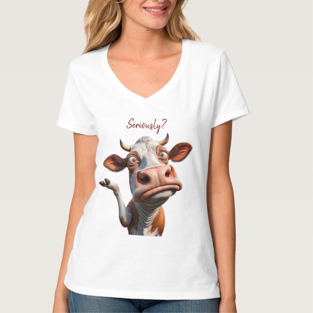 Camiseta The Silly Cow - "¿En serio?" Diseño de comillas di (Anverso)