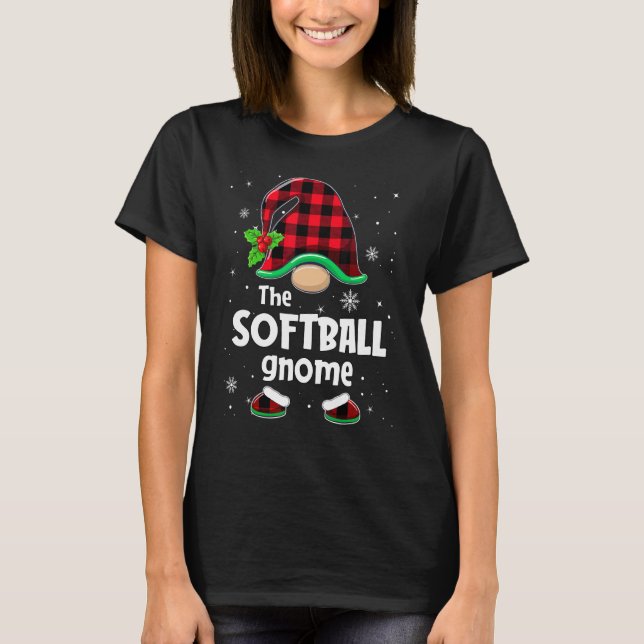Camiseta The Softball Gnome Buffalo Plaid Christmas Matchin (Anverso)