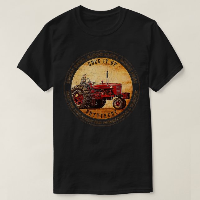 Camiseta The Strongest Old Women Drive a Tractor  (Diseño del anverso)