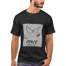 The T-Shirt features our logo dove and scripture.