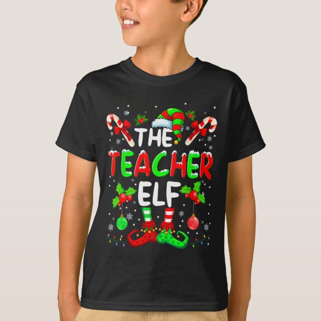 Camiseta The Teacher Elf Costume Pajamas Pjs Christmas Xmas (Anverso)