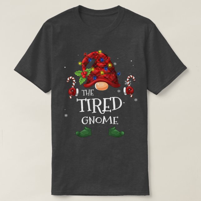 Camiseta The Tired Gnome Buffalo Plaid Christmas Tree Light (Diseño del anverso)