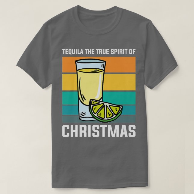 Camiseta The True Spirit of Christmas Funny Drinking Tequil (Diseño del anverso)