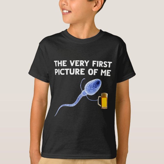 Camiseta The Very First Cture Of Me Funny Sperm Holding Bee (Anverso)