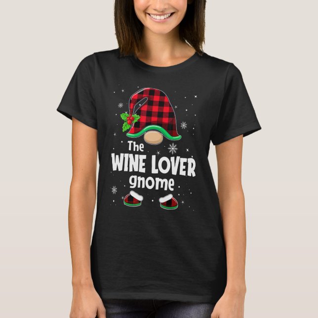 Camiseta The Wine  Gnome Buffalo Plaid Christmas Matching F (Anverso)