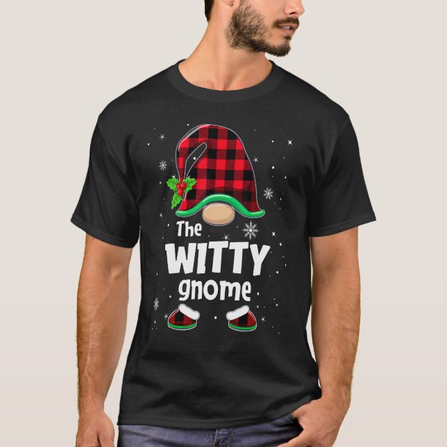 Camiseta The Witty Gnome Buffalo Plaid Christmas Matching F (Anverso)