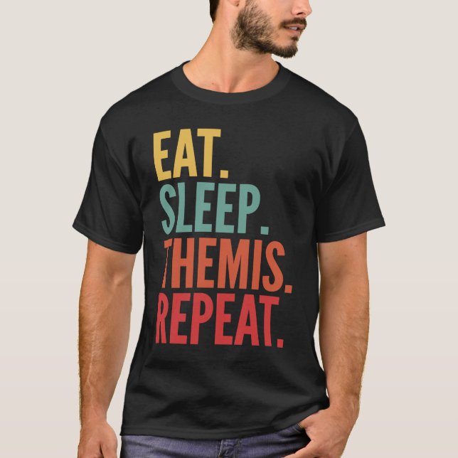 Camiseta Themis Crypto Eat Sleep Themis Repeat (Anverso)