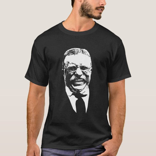 Camiseta Theodore Roosevelt -- Blanco y negro (Anverso)