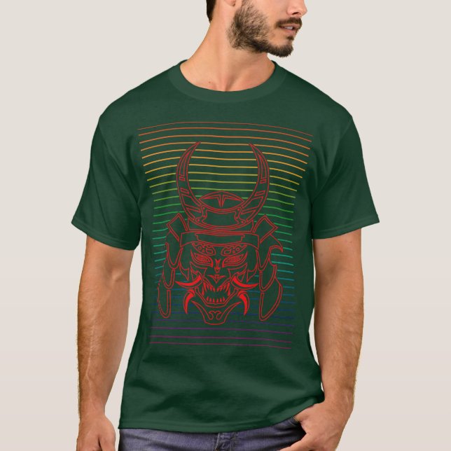 Camiseta TheOf Máscara de Samurái Rojo Retro 2 (Anverso)
