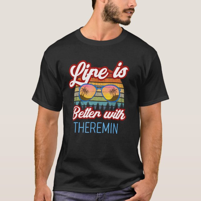 Camiseta Theremin Retro Sunset Life Es Mejor Con Theremi (Anverso)
