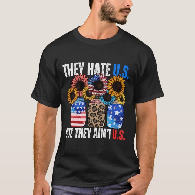 Camiseta They E Us Cuz They Ain'T Us American Flag Is 4Th O (Anverso)