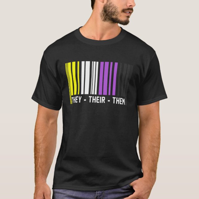 Camiseta They Their Them Barcode Non Binary Flag Agender Pr (Anverso)