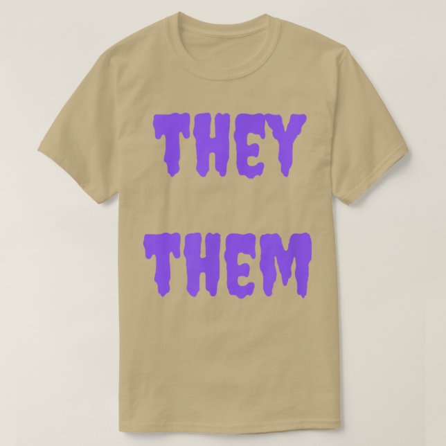 Camiseta They Them Nonbinary Pronouns Halloween Spooky Purp (Diseño del anverso)