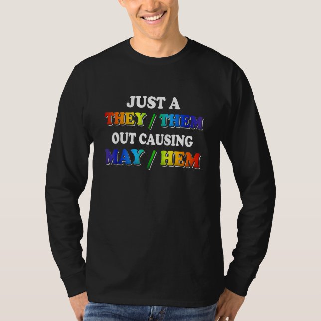 Camiseta TheyThem Causing MayHem   Nonbinary Enby Pride LGB (Anverso)