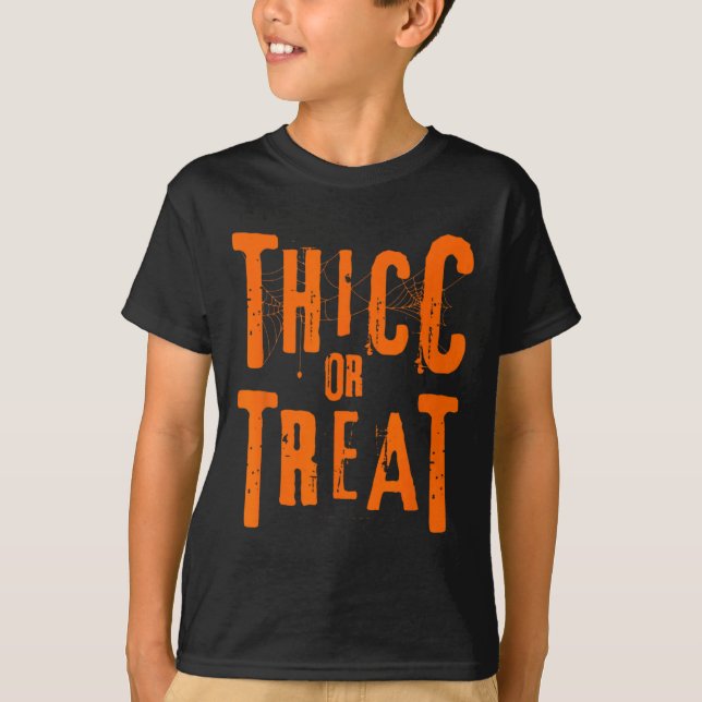 Camiseta Thicc O Trate Gracioso Halloween Entrenamiento Fit (Anverso)