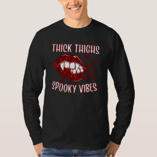 Camiseta Thick Thighs And Spooky Vibes Vampire Women Bat Li