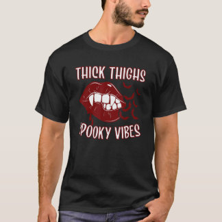 Camiseta Thick Thighs And Spooky Vibes Vampire Women Bat Li