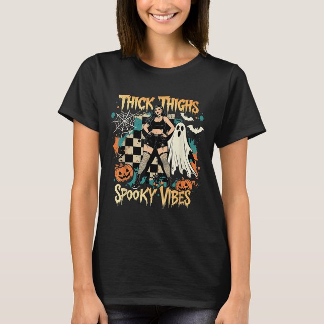 Camiseta Thick Thighs Soky Vibes Funny Ghost Halloween (Anverso)