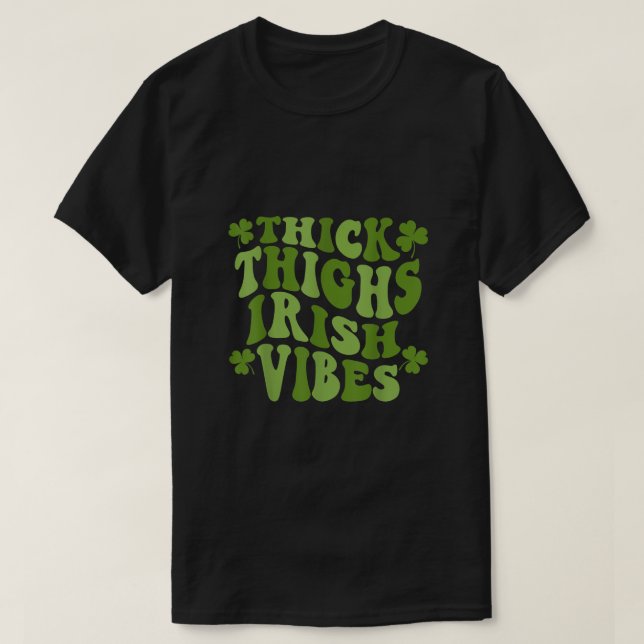 Camiseta Thick Thighs Vibes Irlandés Vibes Vintage Shamrock (Diseño del anverso)