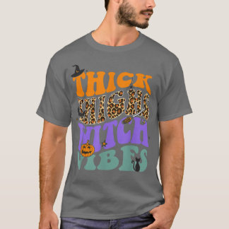 Camiseta Thick Thighs Witch Vibes Leopard Pumpkin Gorra de 