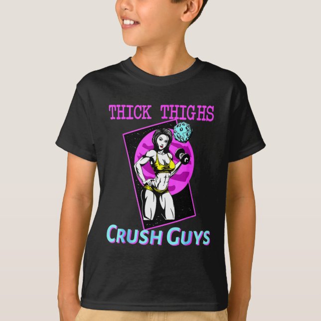 Camiseta Thiick Thighs Crush Hombres Halterofilia Bodybuild (Anverso)