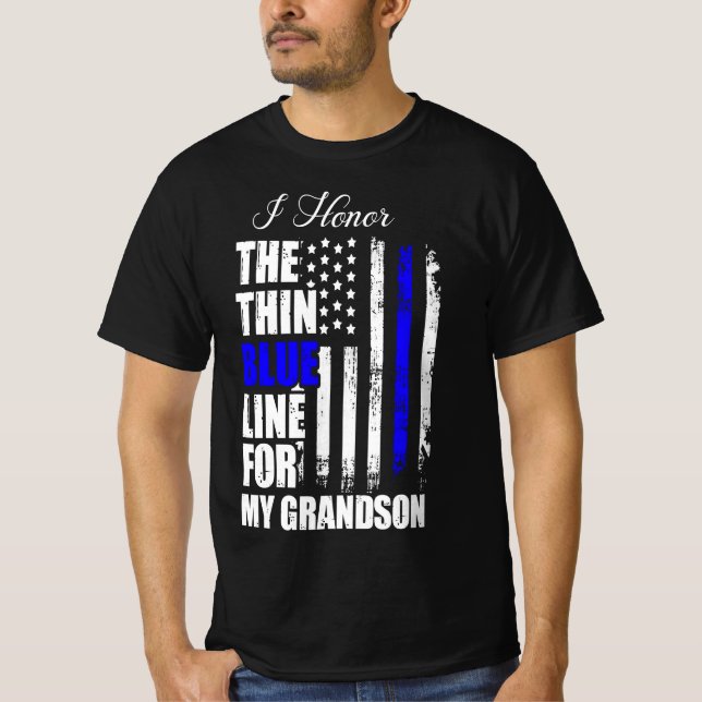 Camiseta Thin Blue Line Police Flag Back The Blue (Anverso)