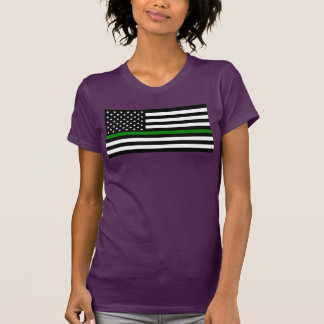 Camiseta Thin Green Line Military & Veterans American Flag