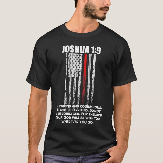 Camiseta Thin Red Line Firefighter Bible Verse Christian (Anverso)