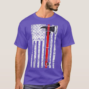 Camiseta Thin Red Line Firefighter Mens US Flag Shirt