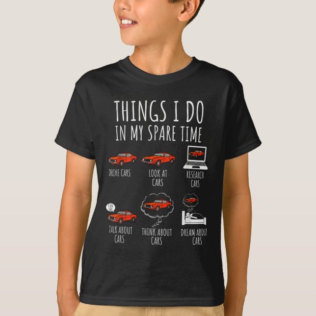 Camiseta Things I Do In My Spare Time Funny Car Enthusiast  (Anverso)