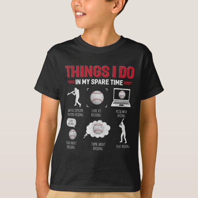 Camiseta Things I Do In My Spare Time Shirt Funny Baseball  (Anverso)