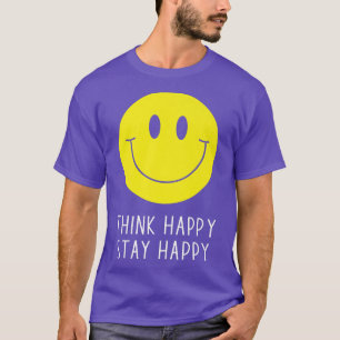 Camiseta Think Happy Stay Happy Motivation Quote Yellow Smi