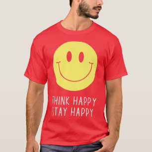 Camiseta Think Happy Stay Happy Motivation Quote Yellow Smi
