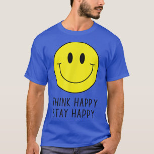 Camiseta Think Happy Stay Happy Motivation Quote Yellow Smi
