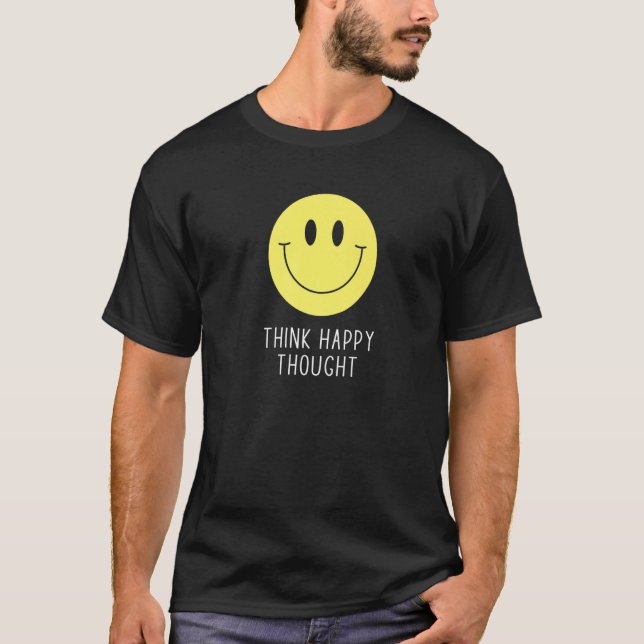 Camiseta Think Happy Thought Motivation Cita 70 Sm amarillo (Anverso)