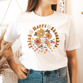 Camiseta Think Happy Thoughts Shirt Good Vibes Tee Gráfico