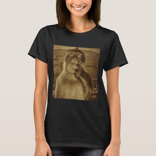 Camiseta Thinking Monkey Meme Vintage Retro  (Anverso)