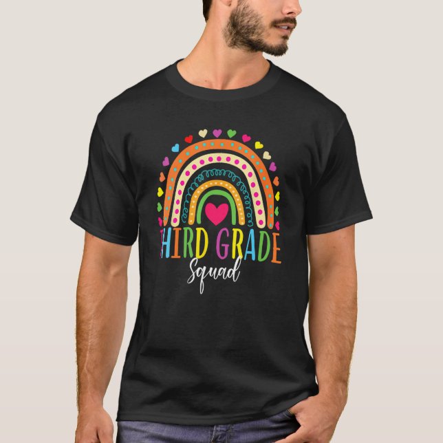 Camiseta Third Grade Squad Rainbow Back To School Team 3rd  (Anverso)