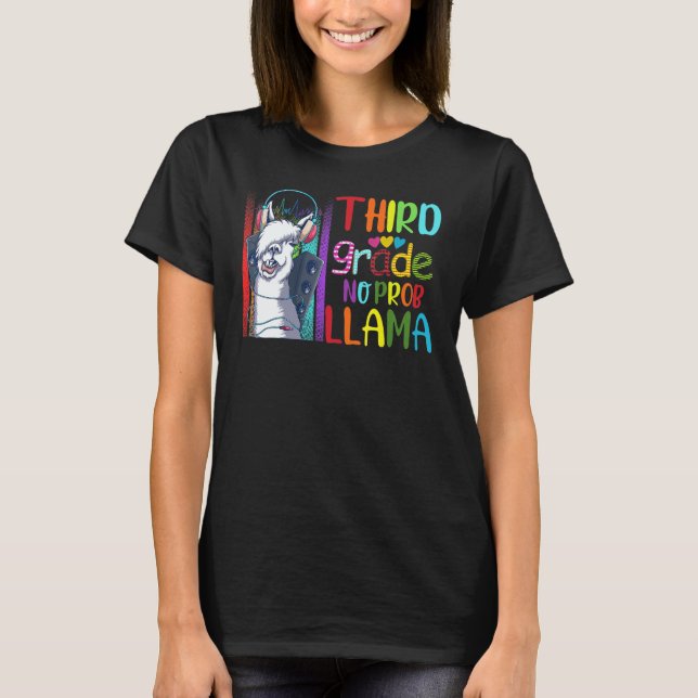 Camiseta Third Grade Teacher Back To School No Prob Llama G (Anverso)