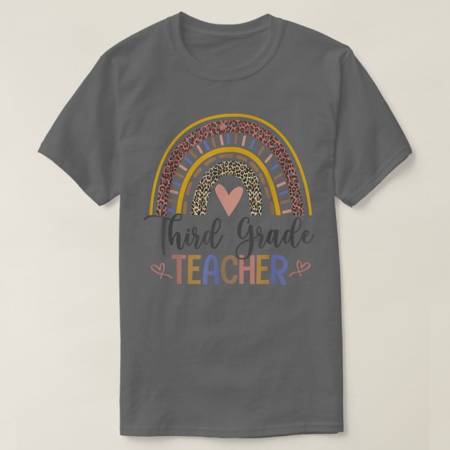 Camiseta Third Grade Teacher Leopard Boho Rainbow Back To S (Diseño del anverso)